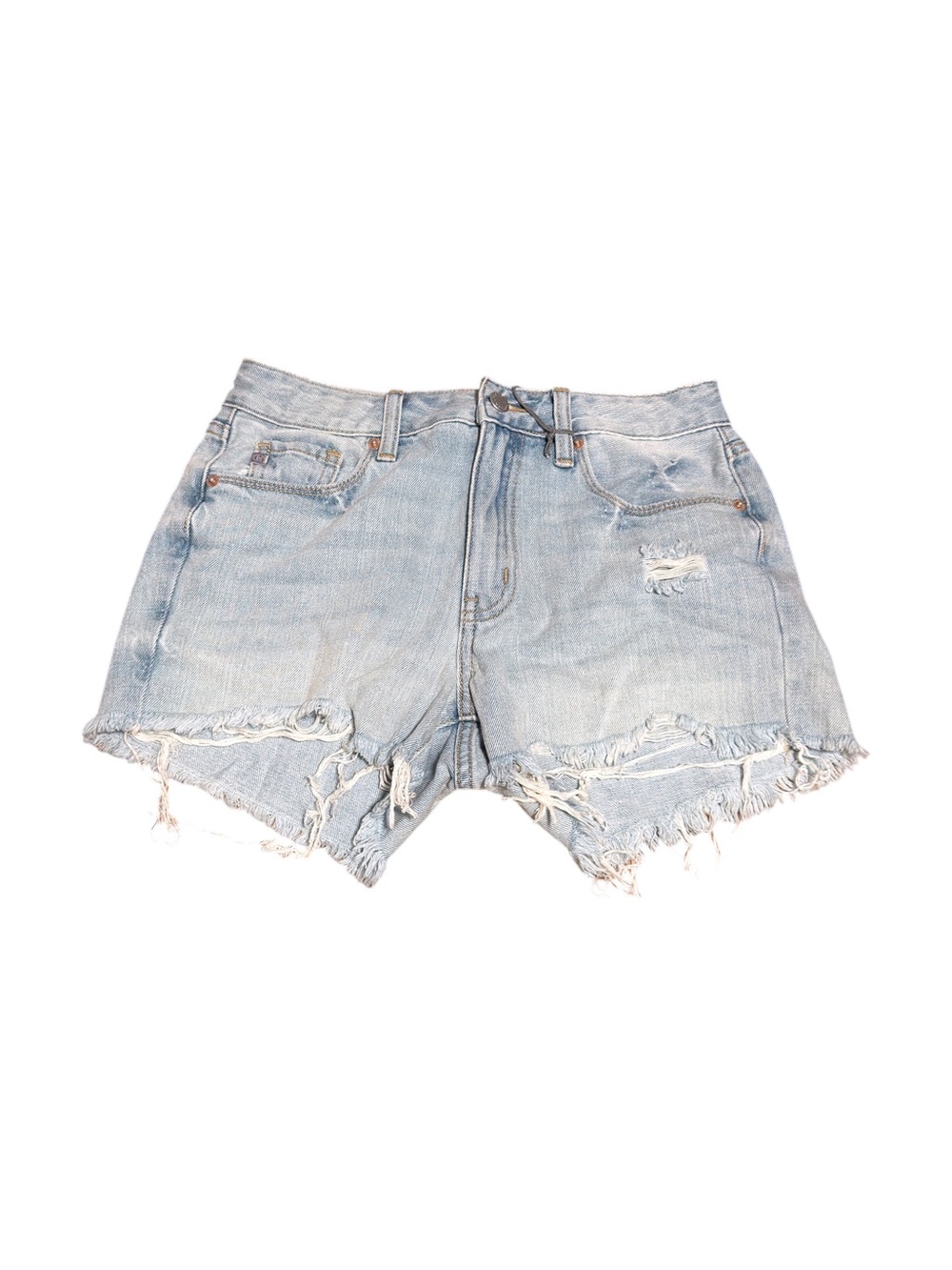 JustUSA Small Light Wash High Rise Distressed Denim Shorts Frayed Hem NWT - Picture 2 of 9